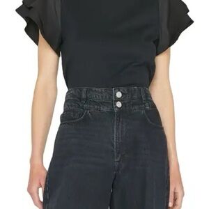 Frame Black Flutter Sleeve Organic Cotton t-shirt